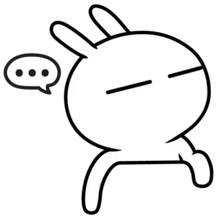 🤔 conejo, dibujo animado, animal, blanco, negro, pegatina telegram sticker