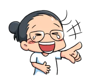 😂 卡通, 笑, 指, 眼镜, 快乐, 喜悦 telegram sticker