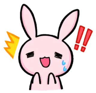 😓 lapin, lapinou, dessin animé, animal, mignon, expression, emoji whatsapp sticker