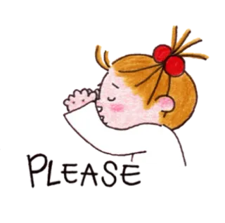 👏 PLEASE por favor, implorando, pedido, fofo, desenho animado, menina whatsapp sticker