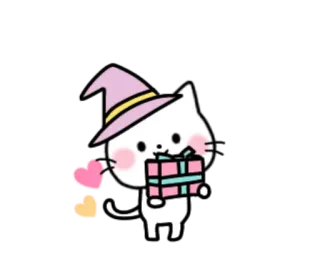 🎃 кот, ведьма, шляпа, подарок, сердечки, милый, каваи whatsapp sticker