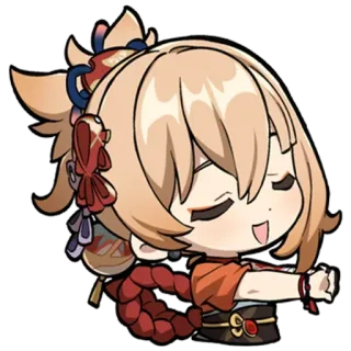 🥱 Yoimiya Genshin Impact โยอิมิยะ, เก็นชิน อิมแพ็ค, อนิเมะ, จิบิ, วิดีโอเกม, สติกเกอร์ตัวละคร telegram sticker