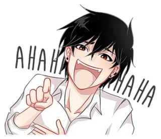 😂 AHAHA Anime, Manga, Śmiech, Radosny, Postać, Wskazywanie whatsapp sticker