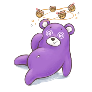 🐻 Mёд bear, honey, dizzy, purple, cartoon, sticker telegram sticker