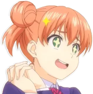 🤩 Anime, Dziewczyna, Szczęśliwy, Błysk, Kreskówka telegram sticker