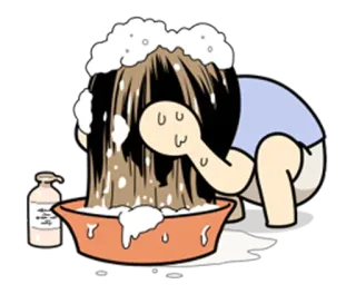 💦 cartoon, washing hair, shampoo, baby, bath, hair, bubbles telegram sticker
