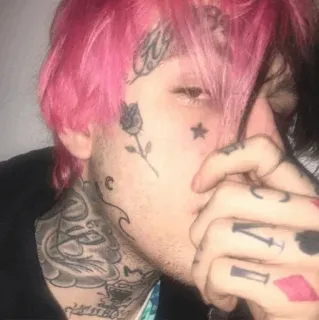 🐣 Lil Peep lil peep lil peep, raper, muzyka, tatuaż, tatuaż na twarzy, różowe włosy, piosenkarz telegram sticker