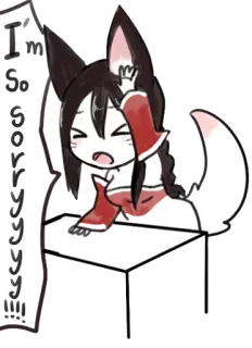 😫 I'm So sorryyyy!!! cartoon, sorry, apology, character, animal ears telegram sticker