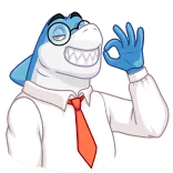 👌 ฉลาม, โอเค, สัตว์, การ์ตูน, สำนักงาน telegram sticker