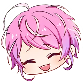 😄 anime, cute, chibi, pink hair, smiling, cartoon telegram sticker