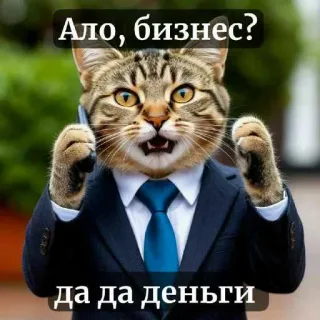 🤑 business cat Ало, бизнес? да да деньги telegram sticker