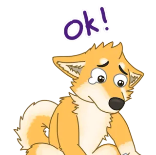 😥 Ok! cane, triste, cartone animato, adesivo, ok, piangere telegram sticker