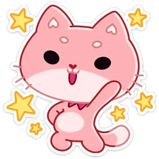 💃 кот, милый, каваий, розовый, звезды, животное, мультфильм telegram sticker