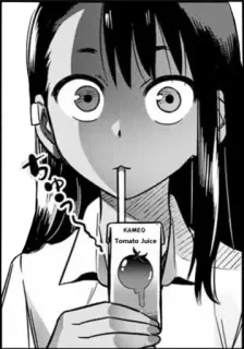 🖤 Kameo Tomato Juice anime, drinking, juice, tomato, girl, cartoon telegram sticker