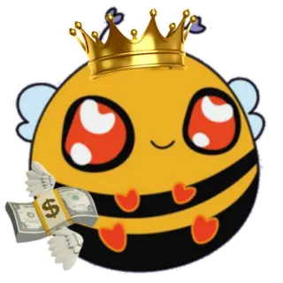 🤑 abelha, coroa, dinheiro, desenho animado, fofo, animal, inseto telegram sticker