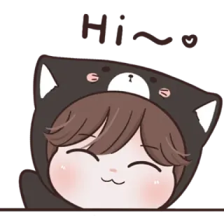 ☁️ Hi~ lucu, kawaii, kartun, salam, anime, hai, beruang whatsapp sticker