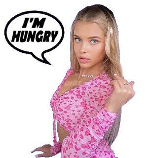 🍠 I'M HUNGRY cibo, fame, donna, bionda, fumetto telegram sticker