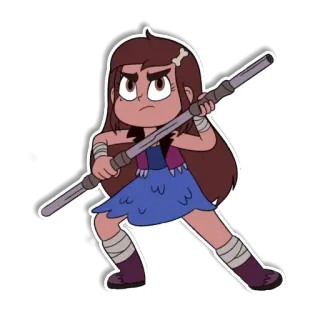 🤛 การ์ตูน, ตัวละคร, เด็กผู้หญิง, ไม้เท้า, นักสู้ telegram sticker