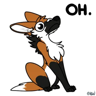 😳 OH. cane, animale, cartone animato, volpe, oh, espressione telegram sticker
