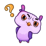 ❓ ungu, hewan, tanda tanya, berpikir, kartun, lucu whatsapp sticker