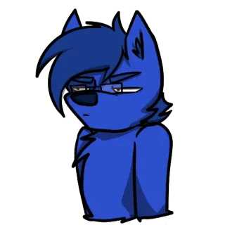 😑 furry, cartoon, character, anthropomorphic, blue telegram sticker