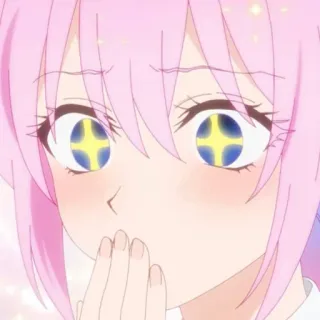 🍧 Anime, Mädchen, pinke Haare, Erröten, süß, Gesichtsausdruck, Gesicht telegram sticker