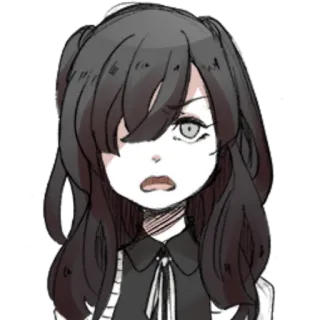 😠 Anime, Fille, Triste, Cheveux Noirs, Dessin animé telegram sticker