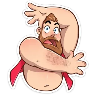 😬 homme, muscle, drôle, comique, dessin animé, personnage, autocollant whatsapp sticker