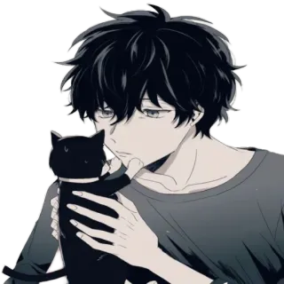 🐱 Аниме, Мальчик, Кот, Искусство, Милый, Манга whatsapp sticker