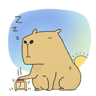 🥱 ZZZ capivara, sonolento, despertador, desenho animado, animal telegram sticker
