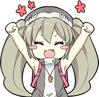 ✊ Anime, Fille, Mignon, Dessin animé, Personnage, Requin, Chapeau, Fleur whatsapp sticker
