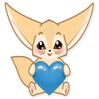 ❤️ fennec, carino, animale, cuore, adesivo, kawaii, adorabile telegram sticker
