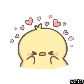 🐤 wontae mignon, poussin, coeurs, kawaii, dessin animé, animal, amour telegram sticker