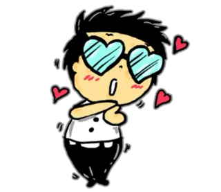 😍 desenho animado, amor, corações, personagem, óculos, fofo whatsapp sticker