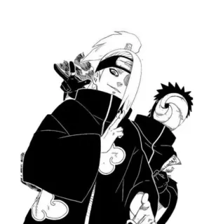 👾 Deidara Naruto anime, manga, cartoon, sticker, black and white, Deidara, Tobi, Akatsuki telegram sticker