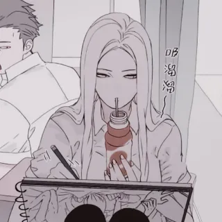 🥢 吸溜溜 Anime, Ragazza, Disegno, Schizzo, Bevanda, Arte telegram sticker