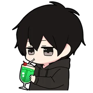 🖤 anime, drink, cute, chibi, cartoon telegram sticker