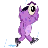 😭 Monster, Cartoon, Lila, Einäugig, Laufend, Kreatur telegram sticker