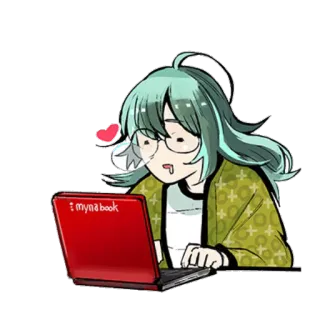 😍 myna book kartun, laptop, anime telegram sticker