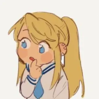 🤔 garota anime, fofa, cabelo loiro, uniforme escolar, desenho animado, adesivo telegram sticker