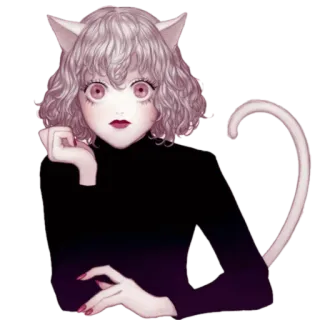 🙂 Anime, Chat, Kawaii, Fanart, Neko, Rose, Fille telegram sticker
