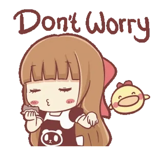 🍞 Don't Worry милый, мультфильм, кавай, курица, девушка, тревога telegram sticker