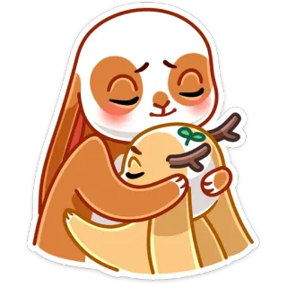 🤗 perezoso, animal, lindo, abrazo, dibujo animado telegram sticker