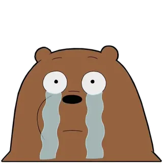 😭 Grizzly We Bare Bears медведь, плачет, грустный, Мы обычные медведи, мультфильм whatsapp sticker