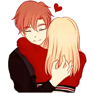 ❤️ abrazo, amor, dibujos animados, pareja, romance telegram sticker