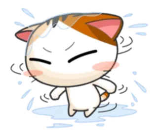 ☔ cat, cute, sticker, cartoon, calico telegram sticker