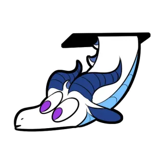 👀 龙, 卡通, 动物, 蓝色, 白色, 幻想 telegram sticker