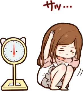 😣 サッ… triste, fille anime, pèse-personne, déprimé, mignon, kawaii telegram sticker