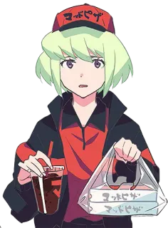 😨 マッドピザ anime, pizza delivery, cartoon, food, drink, japanese telegram sticker