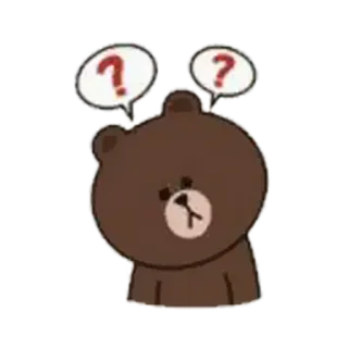 🤔 Brown медведь, вопрос, в замешательстве, милый, Line Friends telegram sticker